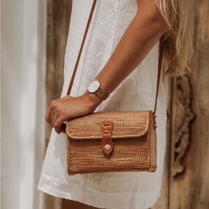 Nomad Nextdoor Nusa Rattan Bag with Striped Linen Interior
